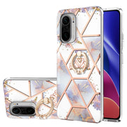 Custodia antiurto in TPU con motivo floreale in marmo con giunzione elettrolitica con supporto per anello di strass, For Xiaomi Mi 11i, For Xiaomi Poco M3, For Xiaomi Redmi 9A, For Xiaomi Mi 10 Lite, For Xiaomi Mi 10T Lite, For Xiaomi Mi 10T / Mi 10T Pro