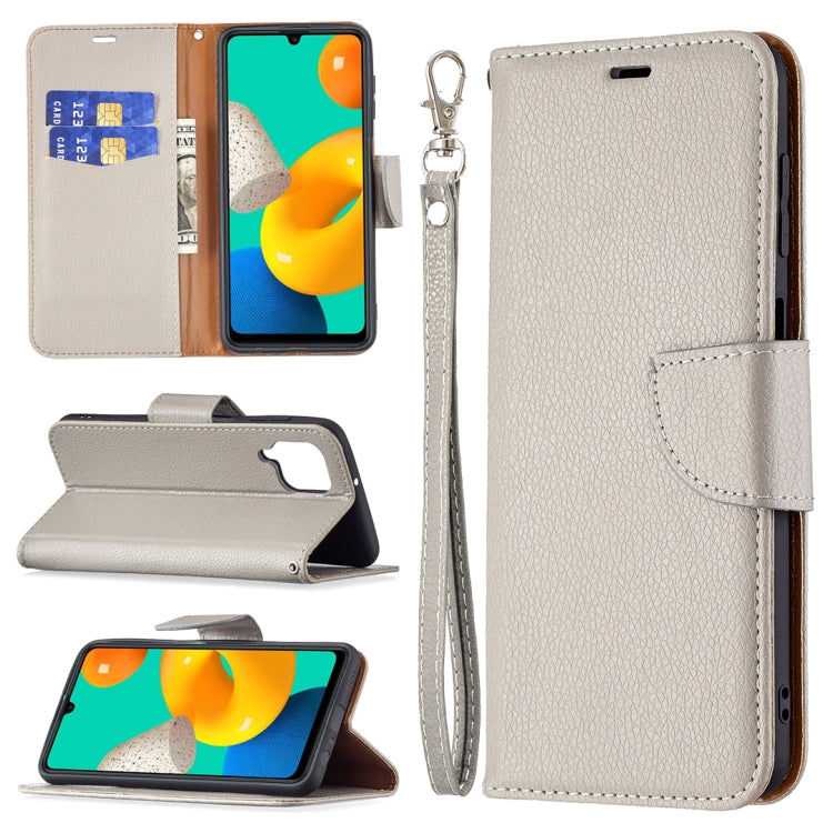 Litchi Texture custodia in pelle a vibrazione orizzontale in puro colore con supporto e fessure per carte e portafoglio e cordino, For Samsung Galaxy M32