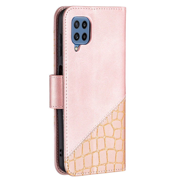 Custodia in pelle sintetica a vibrazione orizzontale con trama in coccodrillo abbinata con portafoglio, supporto e slot per carte, For Samsung Galaxy M32