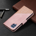 Custodia in pelle sintetica a vibrazione orizzontale con trama in coccodrillo abbinata con portafoglio, supporto e slot per carte, For Samsung Galaxy M32