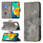 Custodia in pelle sintetica a vibrazione orizzontale con trama in coccodrillo abbinata con portafoglio, supporto e slot per carte, For Samsung Galaxy M32