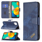Custodia in pelle sintetica a vibrazione orizzontale con trama in coccodrillo abbinata con portafoglio, supporto e slot per carte, For Samsung Galaxy M32