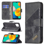 Custodia in pelle sintetica a vibrazione orizzontale con trama in coccodrillo abbinata con portafoglio, supporto e slot per carte, For Samsung Galaxy M32