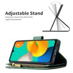 Custodia in pelle con cerniera orizzontale in rilievo con motivo a farfalla volante con supporto, fessure per carte e portafoglio, For Samsung Galaxy M32