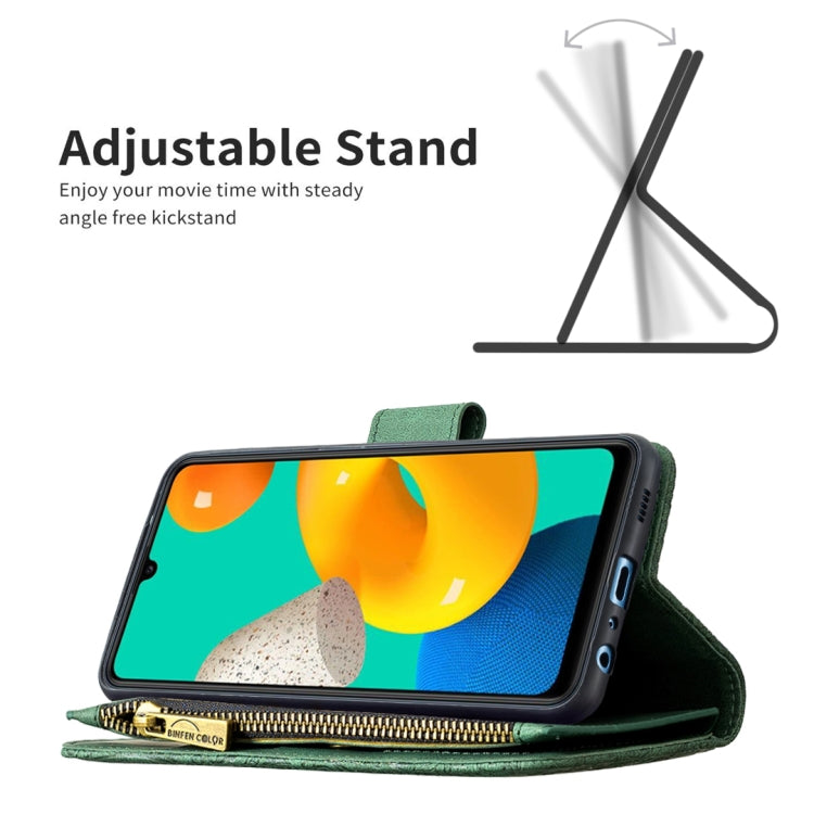Custodia in pelle con cerniera orizzontale in rilievo con motivo a farfalla volante con supporto, fessure per carte e portafoglio, For Samsung Galaxy M32