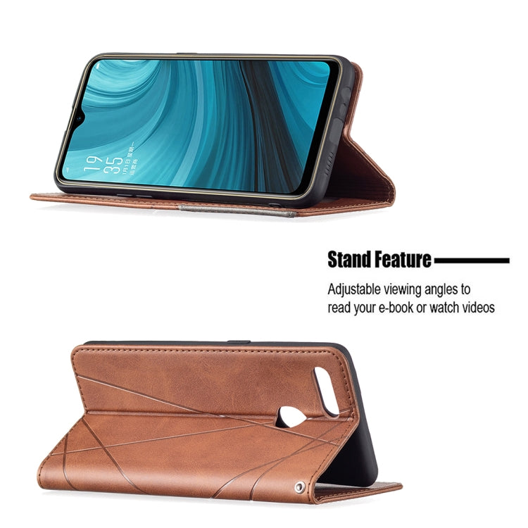 Custodia in pelle magnetica a rotazione orizzontale con struttura a rombo con supporto e slot per schede, For OPPO A7, For OPPO A15, For OPPO A54 4G / A55 5G, For OPPO A74 4G / F19 4G
