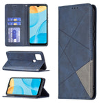 Custodia in pelle magnetica a rotazione orizzontale con struttura a rombo con supporto e slot per schede, For OPPO A7, For OPPO A15, For OPPO A54 4G / A55 5G, For OPPO A74 4G / F19 4G