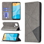 Custodia in pelle magnetica a rotazione orizzontale con struttura a rombo con supporto e slot per schede, For OPPO A7, For OPPO A15, For OPPO A54 4G / A55 5G, For OPPO A74 4G / F19 4G