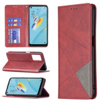 Custodia in pelle magnetica a rotazione orizzontale con struttura a rombo con supporto e slot per schede, For OPPO A7, For OPPO A15, For OPPO A54 4G / A55 5G, For OPPO A74 4G / F19 4G