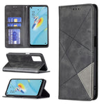 Custodia in pelle magnetica a rotazione orizzontale con struttura a rombo con supporto e slot per schede, For OPPO A7, For OPPO A15, For OPPO A54 4G / A55 5G, For OPPO A74 4G / F19 4G