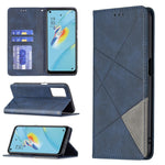 Custodia in pelle magnetica a rotazione orizzontale con struttura a rombo con supporto e slot per schede, For OPPO A7, For OPPO A15, For OPPO A54 4G / A55 5G, For OPPO A74 4G / F19 4G