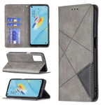Custodia in pelle magnetica a rotazione orizzontale con struttura a rombo con supporto e slot per schede, For OPPO A7, For OPPO A15, For OPPO A54 4G / A55 5G, For OPPO A74 4G / F19 4G