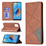 Custodia in pelle magnetica a rotazione orizzontale con struttura a rombo con supporto e slot per schede, For OPPO A7, For OPPO A15, For OPPO A54 4G / A55 5G, For OPPO A74 4G / F19 4G