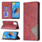 Custodia in pelle magnetica a rotazione orizzontale con struttura a rombo con supporto e slot per schede, For OPPO A7, For OPPO A15, For OPPO A54 4G / A55 5G, For OPPO A74 4G / F19 4G