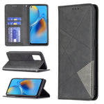 Custodia in pelle magnetica a rotazione orizzontale con struttura a rombo con supporto e slot per schede, For OPPO A7, For OPPO A15, For OPPO A54 4G / A55 5G, For OPPO A74 4G / F19 4G