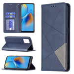 Custodia in pelle magnetica a rotazione orizzontale con struttura a rombo con supporto e slot per schede, For OPPO A7, For OPPO A15, For OPPO A54 4G / A55 5G, For OPPO A74 4G / F19 4G