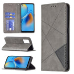 Custodia in pelle magnetica a rotazione orizzontale con struttura a rombo con supporto e slot per schede, For OPPO A7, For OPPO A15, For OPPO A54 4G / A55 5G, For OPPO A74 4G / F19 4G