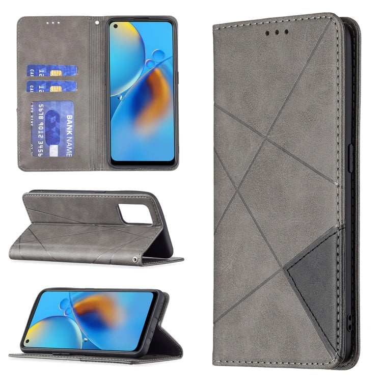 Custodia in pelle magnetica a rotazione orizzontale con struttura a rombo con supporto e slot per schede, For OPPO A7, For OPPO A15, For OPPO A54 4G / A55 5G, For OPPO A74 4G / F19 4G