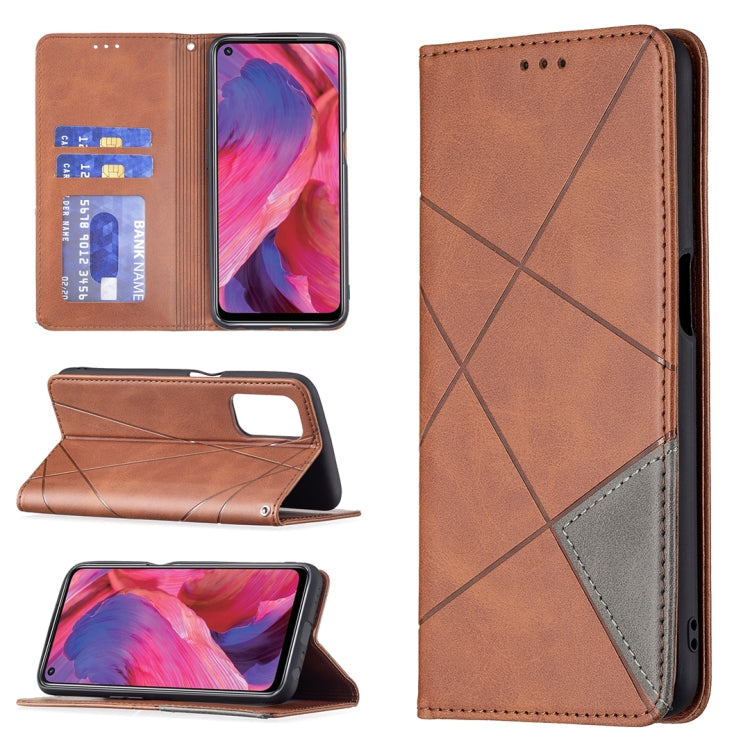 Custodia in pelle magnetica a rotazione orizzontale con struttura a rombo con supporto e slot per schede, For OPPO A74 5G / A93 5G / A54 5G, For OPPO A94 4G / Reno 5F / F19 Pro, For OPPO A94 5G / F19 Pro Plus / Reno5 Z 5G, For OPPO Reno5 Pro