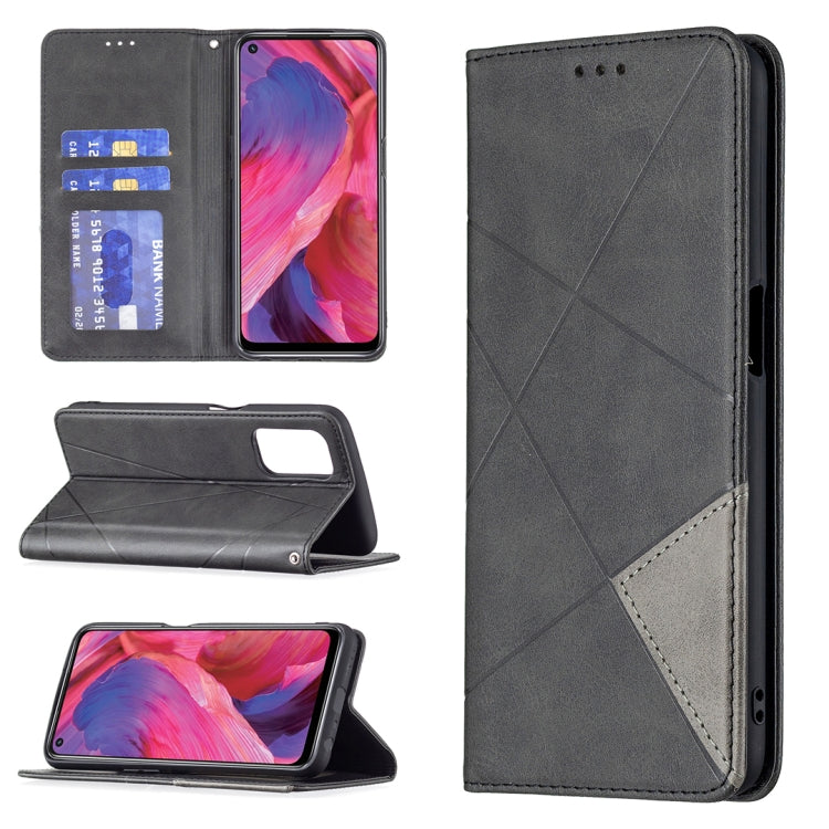 Custodia in pelle magnetica a rotazione orizzontale con struttura a rombo con supporto e slot per schede, For OPPO A74 5G / A93 5G / A54 5G, For OPPO A94 4G / Reno 5F / F19 Pro, For OPPO A94 5G / F19 Pro Plus / Reno5 Z 5G, For OPPO Reno5 Pro