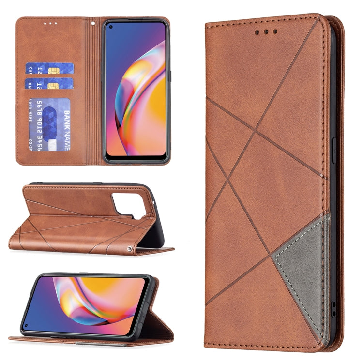 Custodia in pelle magnetica a rotazione orizzontale con struttura a rombo con supporto e slot per schede, For OPPO A74 5G / A93 5G / A54 5G, For OPPO A94 4G / Reno 5F / F19 Pro, For OPPO A94 5G / F19 Pro Plus / Reno5 Z 5G, For OPPO Reno5 Pro