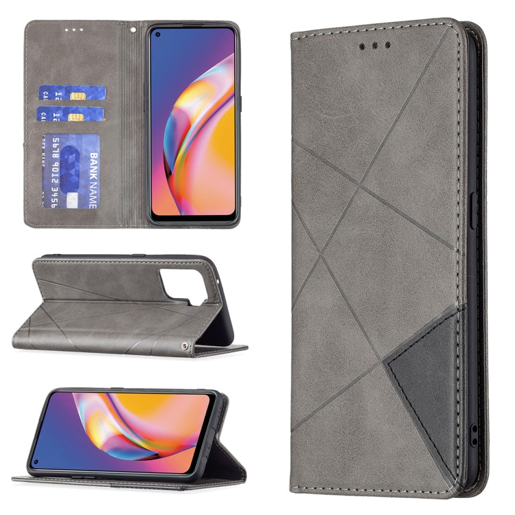 Custodia in pelle magnetica a rotazione orizzontale con struttura a rombo con supporto e slot per schede, For OPPO A74 5G / A93 5G / A54 5G, For OPPO A94 4G / Reno 5F / F19 Pro, For OPPO A94 5G / F19 Pro Plus / Reno5 Z 5G, For OPPO Reno5 Pro