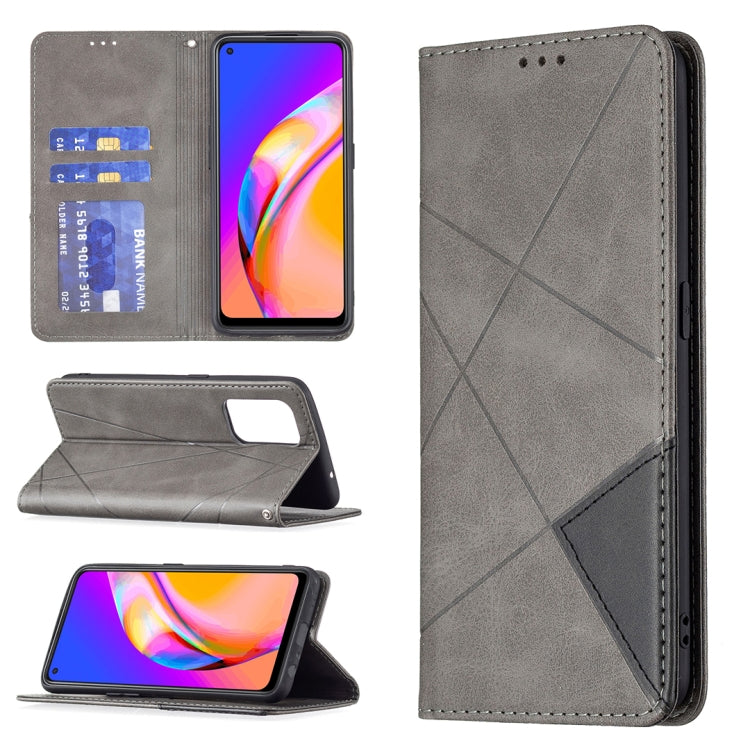Custodia in pelle magnetica a rotazione orizzontale con struttura a rombo con supporto e slot per schede, For OPPO A74 5G / A93 5G / A54 5G, For OPPO A94 4G / Reno 5F / F19 Pro, For OPPO A94 5G / F19 Pro Plus / Reno5 Z 5G, For OPPO Reno5 Pro