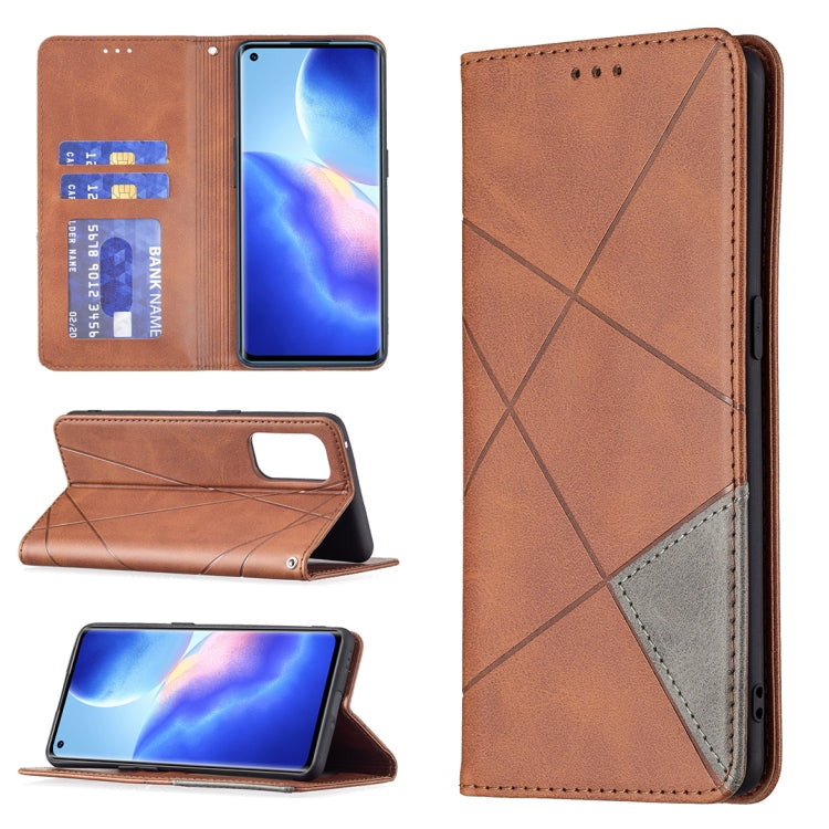 Custodia in pelle magnetica a rotazione orizzontale con struttura a rombo con supporto e slot per schede, For OPPO A74 5G / A93 5G / A54 5G, For OPPO A94 4G / Reno 5F / F19 Pro, For OPPO A94 5G / F19 Pro Plus / Reno5 Z 5G, For OPPO Reno5 Pro
