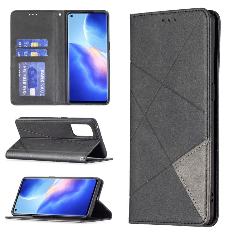 Custodia in pelle magnetica a rotazione orizzontale con struttura a rombo con supporto e slot per schede, For OPPO A74 5G / A93 5G / A54 5G, For OPPO A94 4G / Reno 5F / F19 Pro, For OPPO A94 5G / F19 Pro Plus / Reno5 Z 5G, For OPPO Reno5 Pro