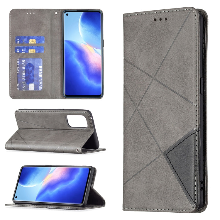 Custodia in pelle magnetica a rotazione orizzontale con struttura a rombo con supporto e slot per schede, For OPPO A74 5G / A93 5G / A54 5G, For OPPO A94 4G / Reno 5F / F19 Pro, For OPPO A94 5G / F19 Pro Plus / Reno5 Z 5G, For OPPO Reno5 Pro