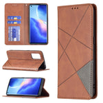 Custodia in pelle magnetica a rotazione orizzontale con struttura a rombo con supporto e slot per schede, For OPPO Reno5, For OPPO Reno6, For OPPO Realme 8 / 8 Pro, For OPPO Realme C15 / C12 / C25
