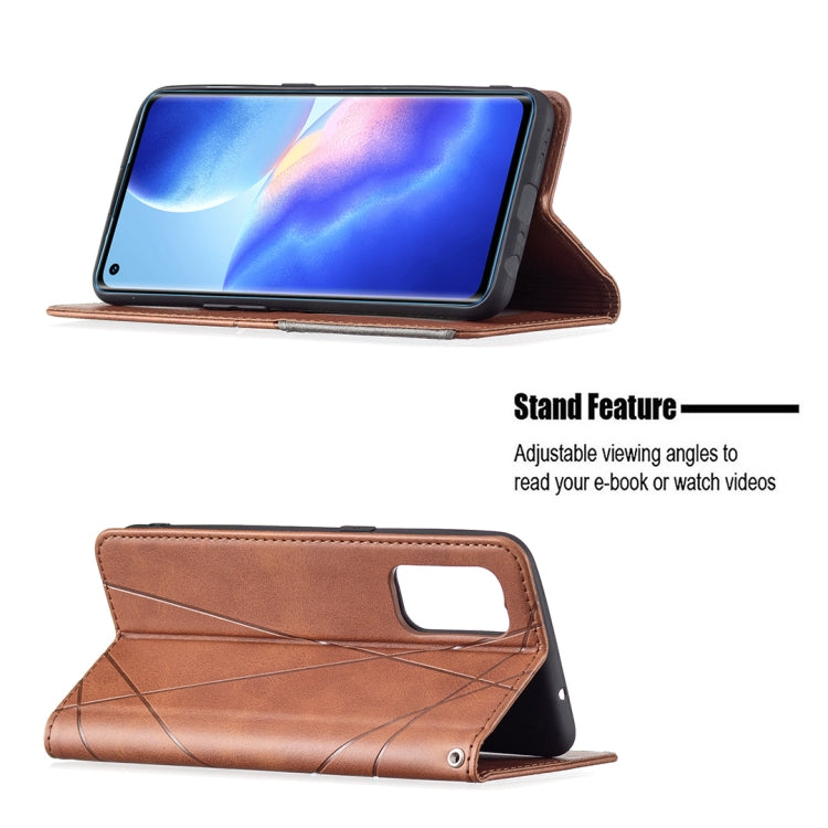 Custodia in pelle magnetica a rotazione orizzontale con struttura a rombo con supporto e slot per schede, For OPPO Reno5, For OPPO Reno6, For OPPO Realme 8 / 8 Pro, For OPPO Realme C15 / C12 / C25