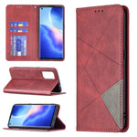 Custodia in pelle magnetica a rotazione orizzontale con struttura a rombo con supporto e slot per schede, For OPPO Reno5, For OPPO Reno6, For OPPO Realme 8 / 8 Pro, For OPPO Realme C15 / C12 / C25