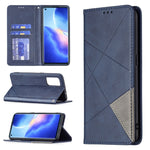 Custodia in pelle magnetica a rotazione orizzontale con struttura a rombo con supporto e slot per schede, For OPPO Reno5, For OPPO Reno6, For OPPO Realme 8 / 8 Pro, For OPPO Realme C15 / C12 / C25