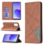 Custodia in pelle magnetica a rotazione orizzontale con struttura a rombo con supporto e slot per schede, For OPPO Reno5, For OPPO Reno6, For OPPO Realme 8 / 8 Pro, For OPPO Realme C15 / C12 / C25
