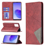 Custodia in pelle magnetica a rotazione orizzontale con struttura a rombo con supporto e slot per schede, For OPPO Reno5, For OPPO Reno6, For OPPO Realme 8 / 8 Pro, For OPPO Realme C15 / C12 / C25