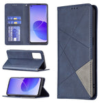Custodia in pelle magnetica a rotazione orizzontale con struttura a rombo con supporto e slot per schede, For OPPO Reno5, For OPPO Reno6, For OPPO Realme 8 / 8 Pro, For OPPO Realme C15 / C12 / C25