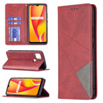 Custodia in pelle magnetica a rotazione orizzontale con struttura a rombo con supporto e slot per schede, For OPPO Reno5, For OPPO Reno6, For OPPO Realme 8 / 8 Pro, For OPPO Realme C15 / C12 / C25