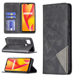Custodia in pelle magnetica a rotazione orizzontale con struttura a rombo con supporto e slot per schede, For OPPO Reno5, For OPPO Reno6, For OPPO Realme 8 / 8 Pro, For OPPO Realme C15 / C12 / C25