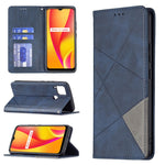 Custodia in pelle magnetica a rotazione orizzontale con struttura a rombo con supporto e slot per schede, For OPPO Reno5, For OPPO Reno6, For OPPO Realme 8 / 8 Pro, For OPPO Realme C15 / C12 / C25
