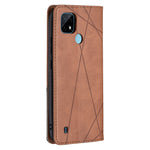 Custodia in pelle magnetica a rotazione orizzontale con struttura a rombo con supporto e slot per schede, For OPPO Realme C21 / C20, For OPPO Realme 8 5G / V13