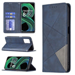 Custodia in pelle magnetica a rotazione orizzontale con struttura a rombo con supporto e slot per schede, For OPPO Realme C21 / C20, For OPPO Realme 8 5G / V13