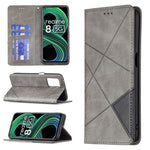 Custodia in pelle magnetica a rotazione orizzontale con struttura a rombo con supporto e slot per schede, For OPPO Realme C21 / C20, For OPPO Realme 8 5G / V13