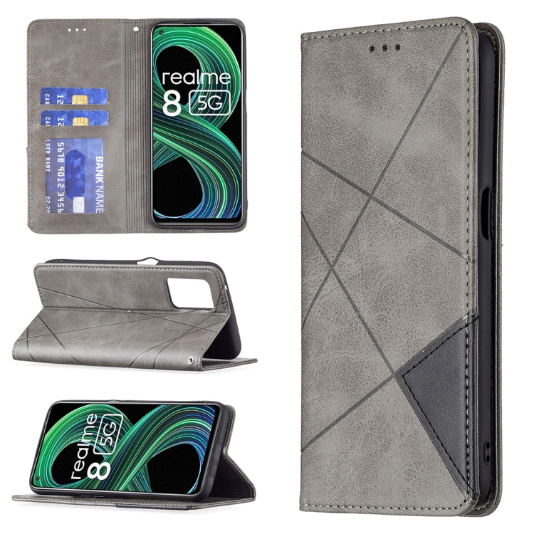 Custodia in pelle magnetica a rotazione orizzontale con struttura a rombo con supporto e slot per schede, For OPPO Realme C21 / C20, For OPPO Realme 8 5G / V13