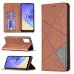 Custodia in pelle magnetica a rotazione orizzontale con struttura a rombo con supporto e slot per schede, For vivo V21e 4G, For vivo V21e 5G, For vivo V21, For vivo Y11/Y15/Y12/Y17