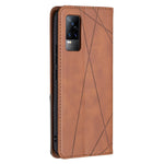 Custodia in pelle magnetica a rotazione orizzontale con struttura a rombo con supporto e slot per schede, For vivo V21e 4G, For vivo V21e 5G, For vivo V21, For vivo Y11/Y15/Y12/Y17