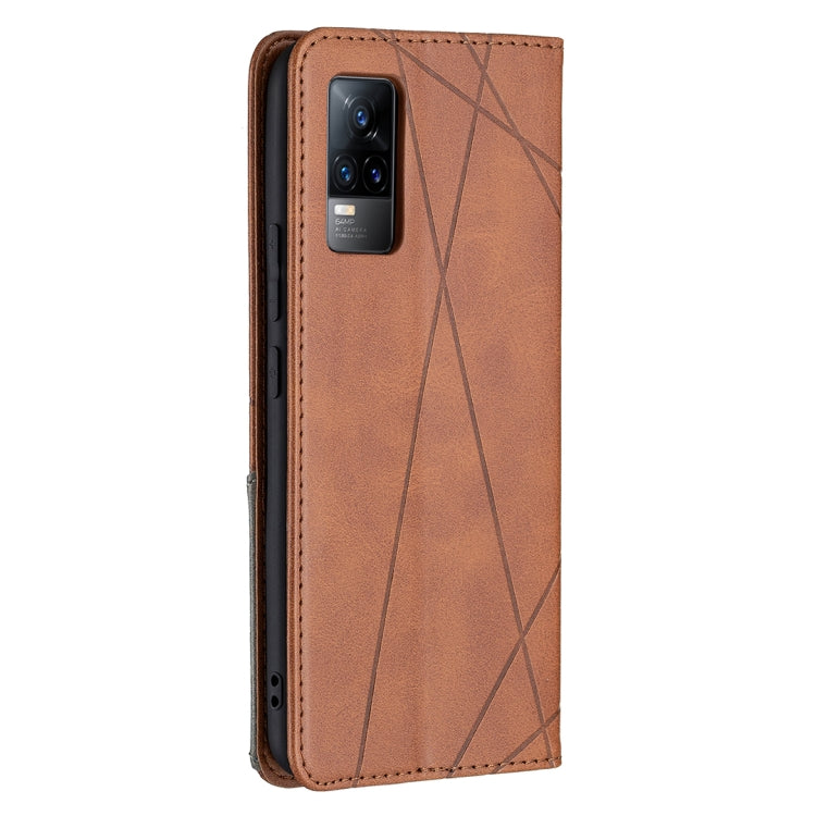 Custodia in pelle magnetica a rotazione orizzontale con struttura a rombo con supporto e slot per schede, For vivo V21e 4G, For vivo V21e 5G, For vivo V21, For vivo Y11/Y15/Y12/Y17