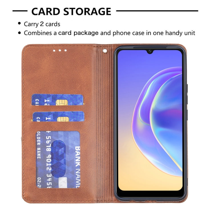 Custodia in pelle magnetica a rotazione orizzontale con struttura a rombo con supporto e slot per schede, For vivo V21e 4G, For vivo V21e 5G, For vivo V21, For vivo Y11/Y15/Y12/Y17
