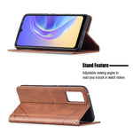 Custodia in pelle magnetica a rotazione orizzontale con struttura a rombo con supporto e slot per schede, For vivo V21e 4G, For vivo V21e 5G, For vivo V21, For vivo Y11/Y15/Y12/Y17
