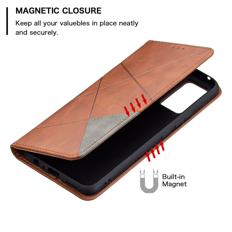 Custodia in pelle magnetica a rotazione orizzontale con struttura a rombo con supporto e slot per schede, For vivo V21e 4G, For vivo V21e 5G, For vivo V21, For vivo Y11/Y15/Y12/Y17